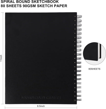 Hardbound Sketch Book, Spiral Bound, 8.5x11 inches