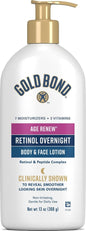 Gold Bond Age Renew Retinol Overnight Body & Face Lotion, Retinol Face and Body Lotion with Peptide Complex, 7 oz