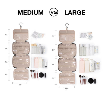 BAGSMART Large Toiletry Bag Travel Bag with Hanging Hook, Water-resistant Makeup Cosmetic Bag Travel Organizer for Accessories, Shampoo, Full Sized Container, Toiletries