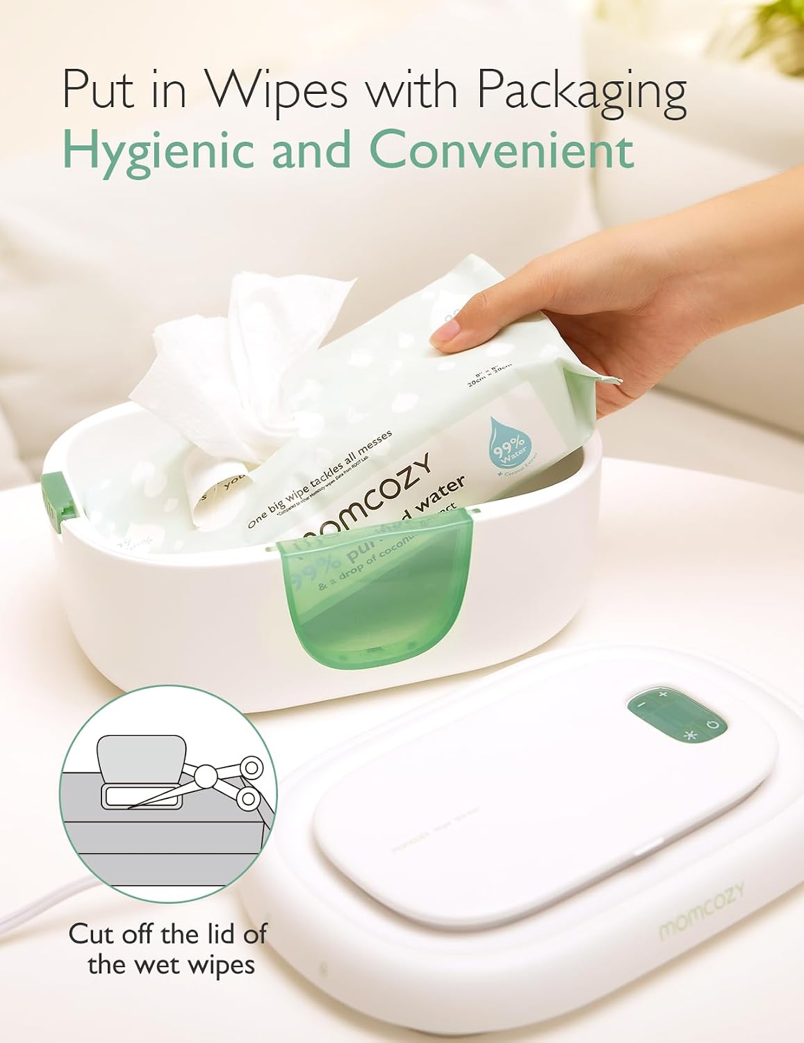 Momcozy Baby Wipe Warmer, Innovative Spring Design,Large Capacity Dispenser