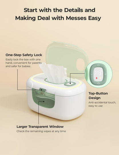 Momcozy Baby Wipe Warmer, Innovative Spring Design,Large Capacity Dispenser