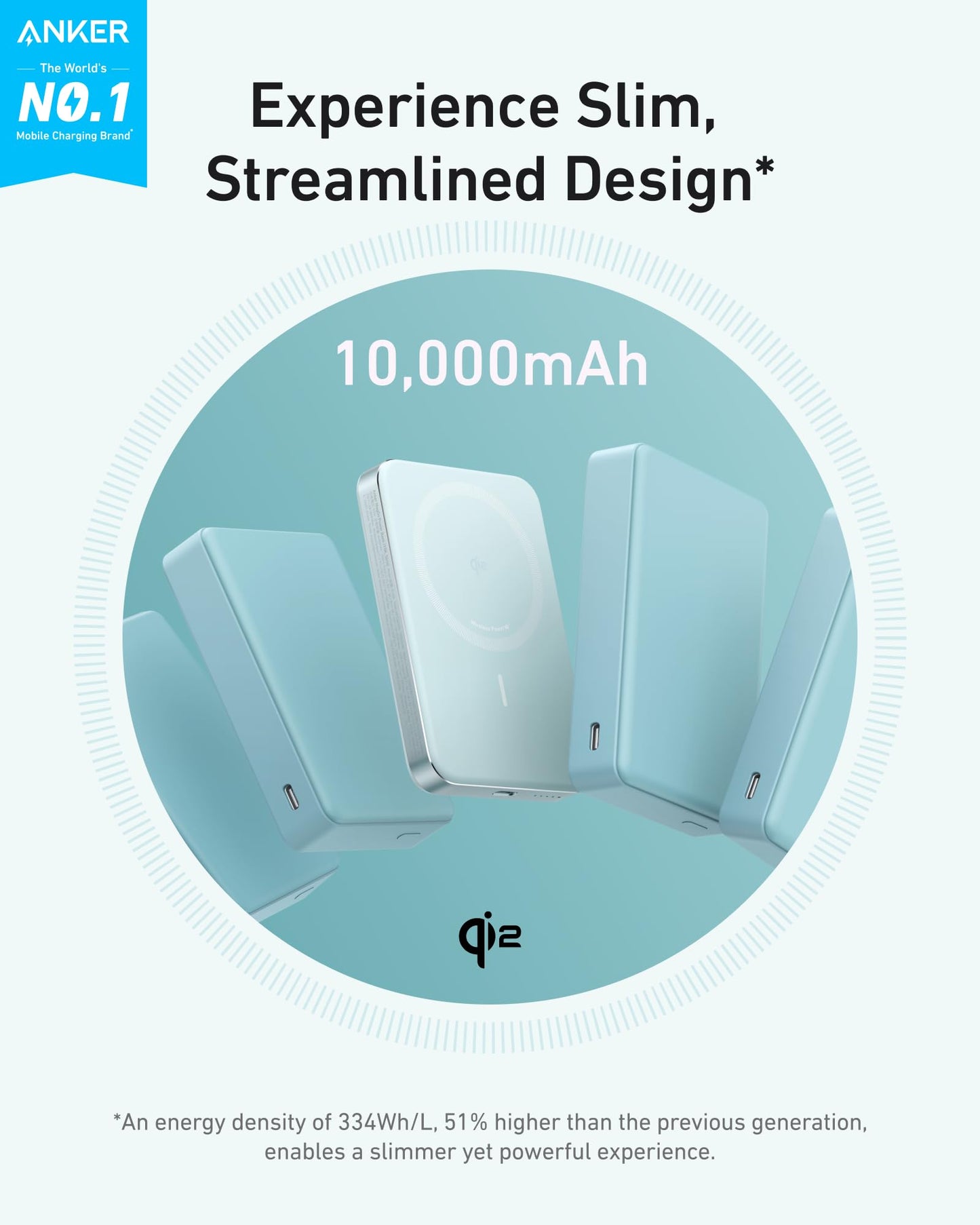 Anker MagGo Power Bank, 10,000mAh Qi2-Certified 15W Portable Charger
