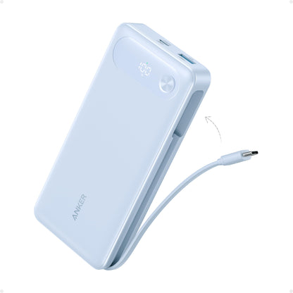 Anker Power Bank, 20,000mAh Travel Essential, Built-in USB-C Cable(Black)