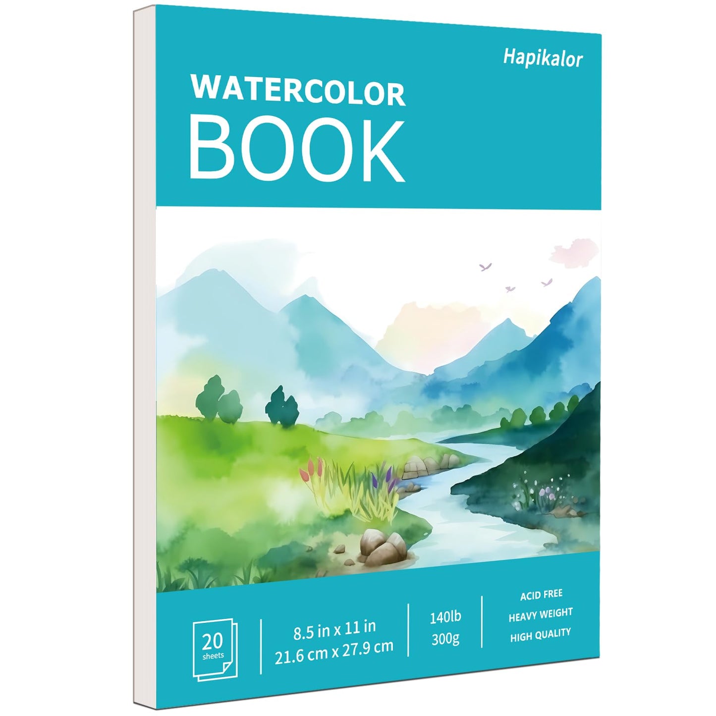 Hapikalor Watercolor Paper Pad, 9"x12" Water Color Paper, 140lb/300gsm Teal
