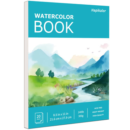 Hapikalor Watercolor Paper Pad, 9"x12" Water Color Paper, 140lb/300gsm Teal