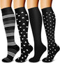 Laite Hebe 4 Pairs-Compression Socks for Women&Men Circulation-Best Support for Nurses,Running,Athletic