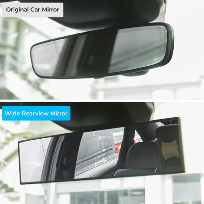 JOYTUTUS Rear View Mirror, Universal 12 Inch Panoramic Convex Rearview Interior Clip-on Wide Angle Mirror to Reduce Blind Spot Effectively for Car SUV Trucks - Blue