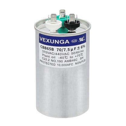 VEXUNGA 5uF 370/440VAC 50/60Hz CBB65 CBB65A Oval Run Start Capacitor 5 MFD 370V/440V Air Conditioner Capacitors for AC Unit Fan Motor Start or Pool Pump or Air Condenser Straight Cool