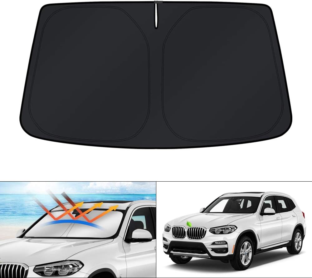 KUST Windshield Sun Shade for 2016 2017 2018 2019 2020 2021 2022 BMW X1 F48 Accessories Custom Fit Sunshade Foldable Window Sun Visor Protector Blocks UV Rays Keep Your Car Cooler
