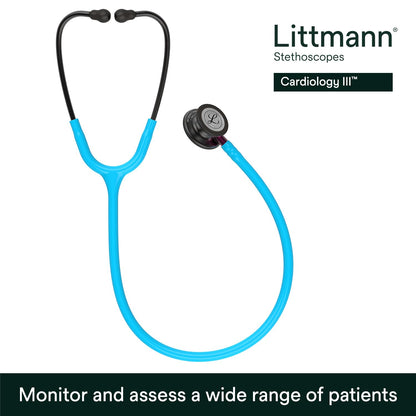 3M Littmann Classic III Monitoring Stethoscope, 5803, More Than 2X as Loud, Weighs Less, Stainless Steel Black-Finish Chestpiece, 27" Black Tube, Stem and Headset