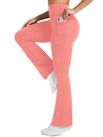 Womens Flared Yoga Pants with Pockets, High Waisted Flare Leggings Bell Bottom Bootcut Yoga Dress Pants