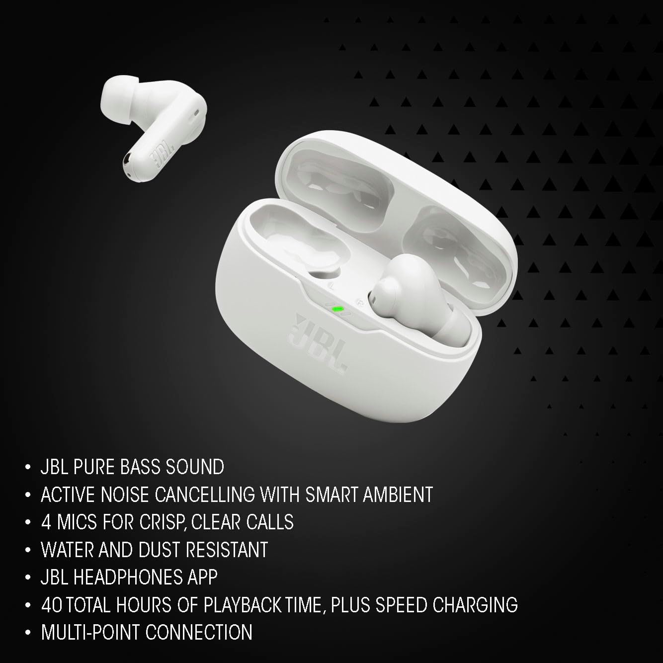 JBL Vibe Beam 2 - True Wireless Noise Cancelling Earbuds with JBL Pure Bass Sound & Smart Ambient Technology, 4mics for Crisp, Clear Calls, up to 40Hrs of Playback, IP54 Dust & Water Resistant (Pink)