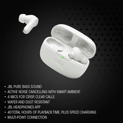 JBL Vibe Beam 2 - True Wireless Noise Cancelling Earbuds with JBL Pure Bass Sound & Smart Ambient Technology, 4mics for Crisp, Clear Calls, up to 40Hrs of Playback, IP54 Dust & Water Resistant (Pink)