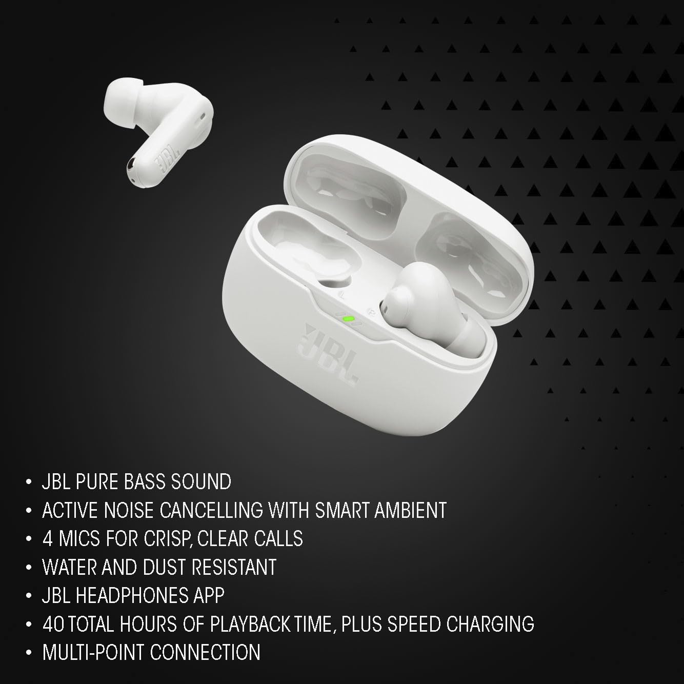 JBL Vibe Beam 2 - True Wireless Noise Cancelling Earbuds with JBL Pure Bass Sound & Smart Ambient Technology, 4mics for Crisp, Clear Calls, up to 40Hrs of Playback, IP54 Dust & Water Resistant (Pink)