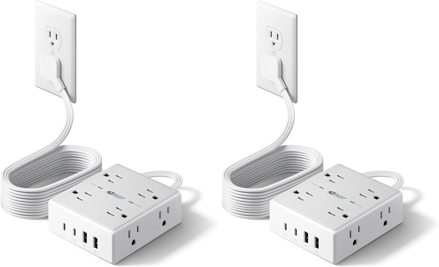 SUPERDANNY Extension Cord,Flat Plug Surge Protector Power Strip,6Ft