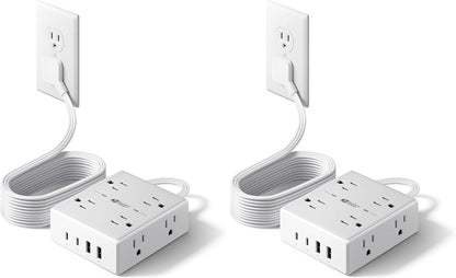SUPERDANNY Extension Cord,Flat Plug Surge Protector Power Strip,6Ft