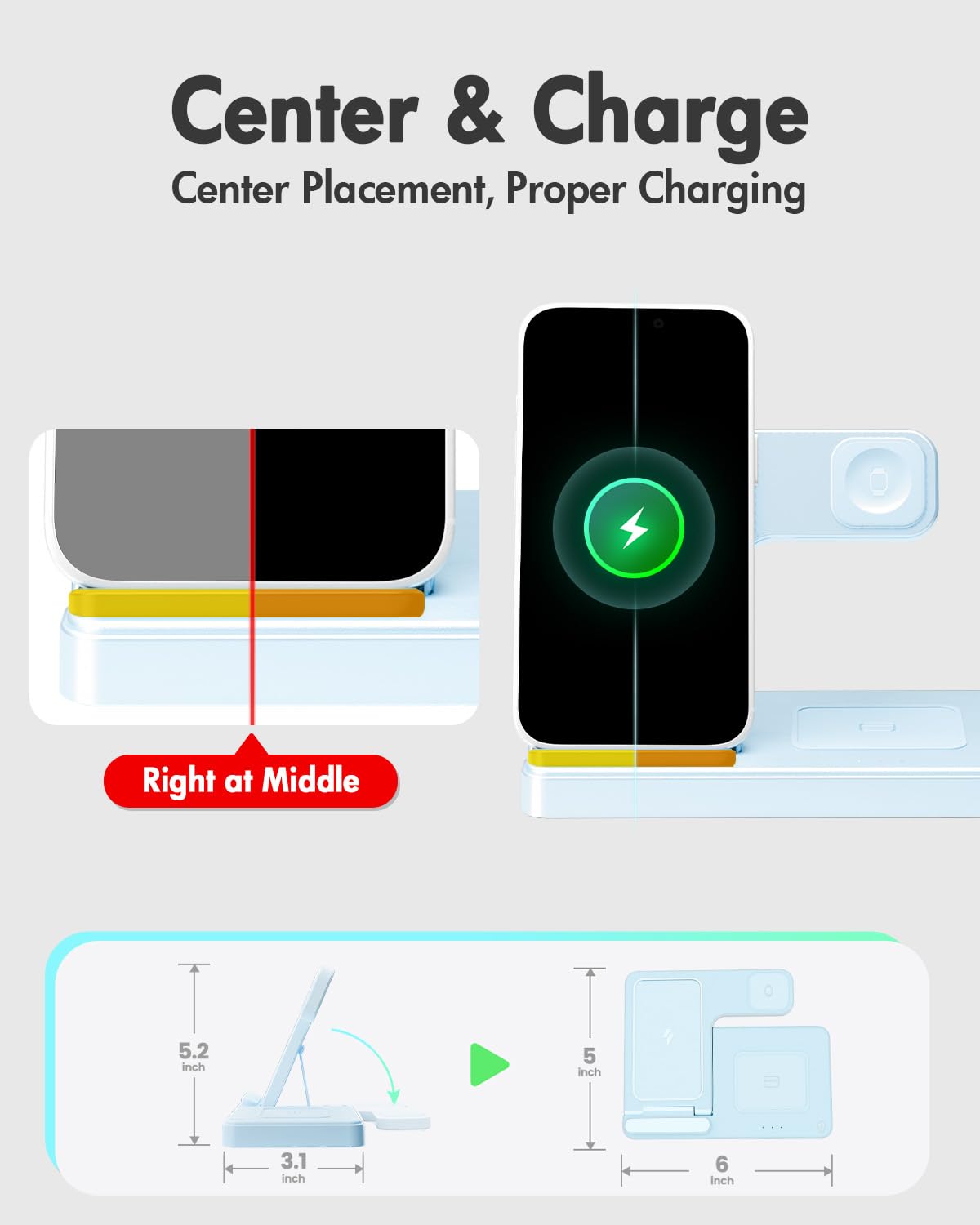 GETPALS Wireless Charger iPhone Charging Station for Apple Multiple Devices