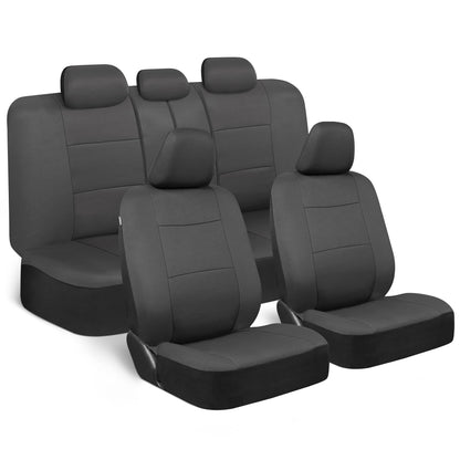 BDK PolyPro Car Seat Covers Full Set in Solid Black, Front and Rear Split Bench Seat Covers for Cars, Easy to Install Car Seats Cover Set and Accessories for Auto Trucks Van SUV - Solid Black