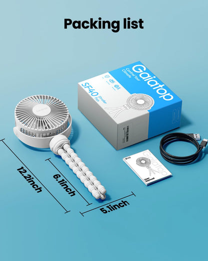 Gaiatop Mini Portable Stroller Fan, Small Clip on Fan 3 Speed Rechargeable