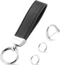 JUSTTOP Leather Keychain, Carbon Fiber Car Key Chain with Anti-Lost D-Ring and 2 Key Ring, Keychain Wristlet, Car Accessories, Universal Keychain for Men and Women (Black)