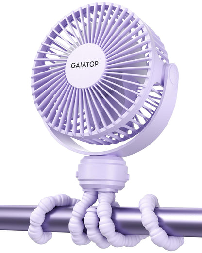 Gaiatop Mini Portable Stroller Fan, Small Clip on Fan 3 Speed Rechargeable