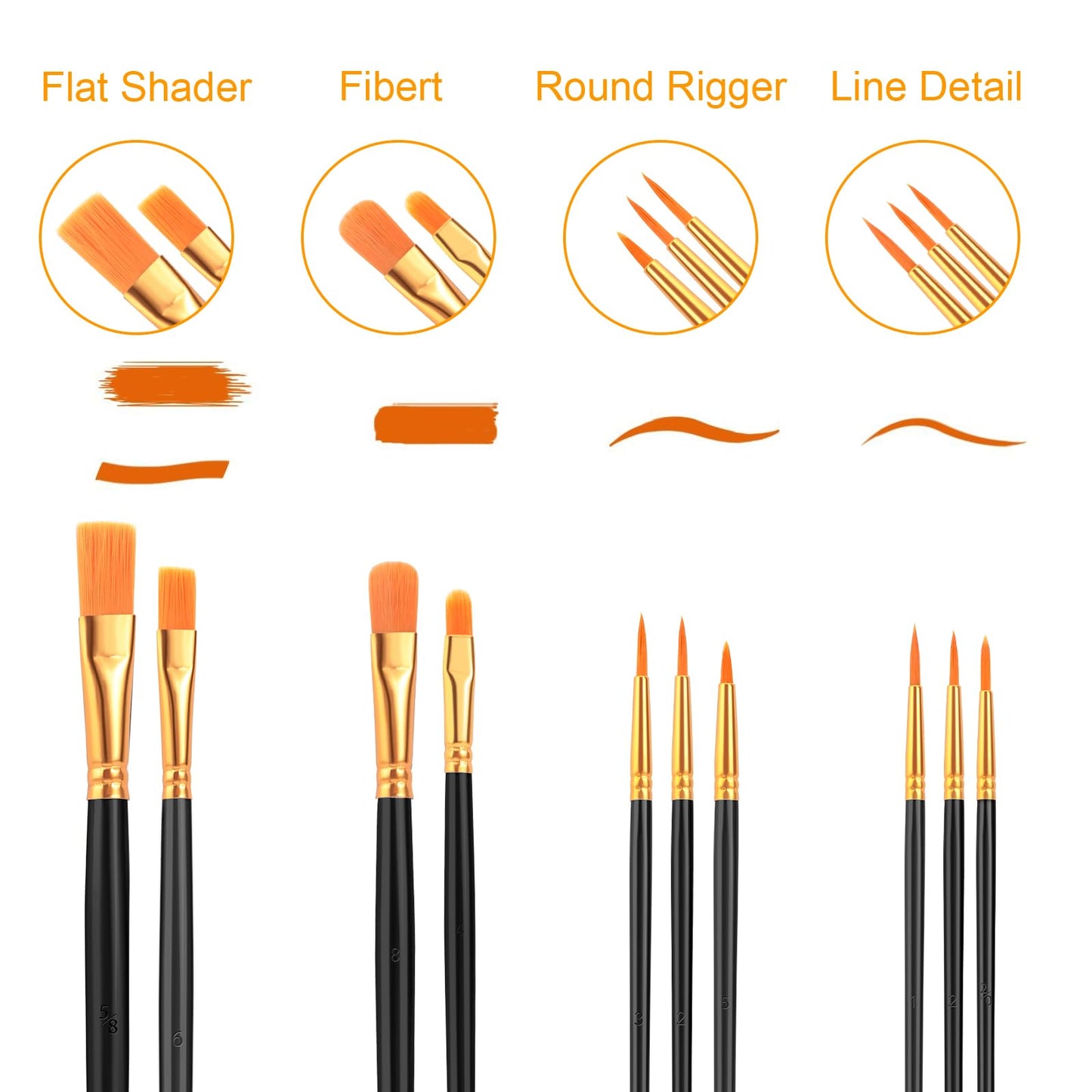 AROIC 10 Pcs Paint Brushes, Acrylic Oil Watercolor Painting Brush Set