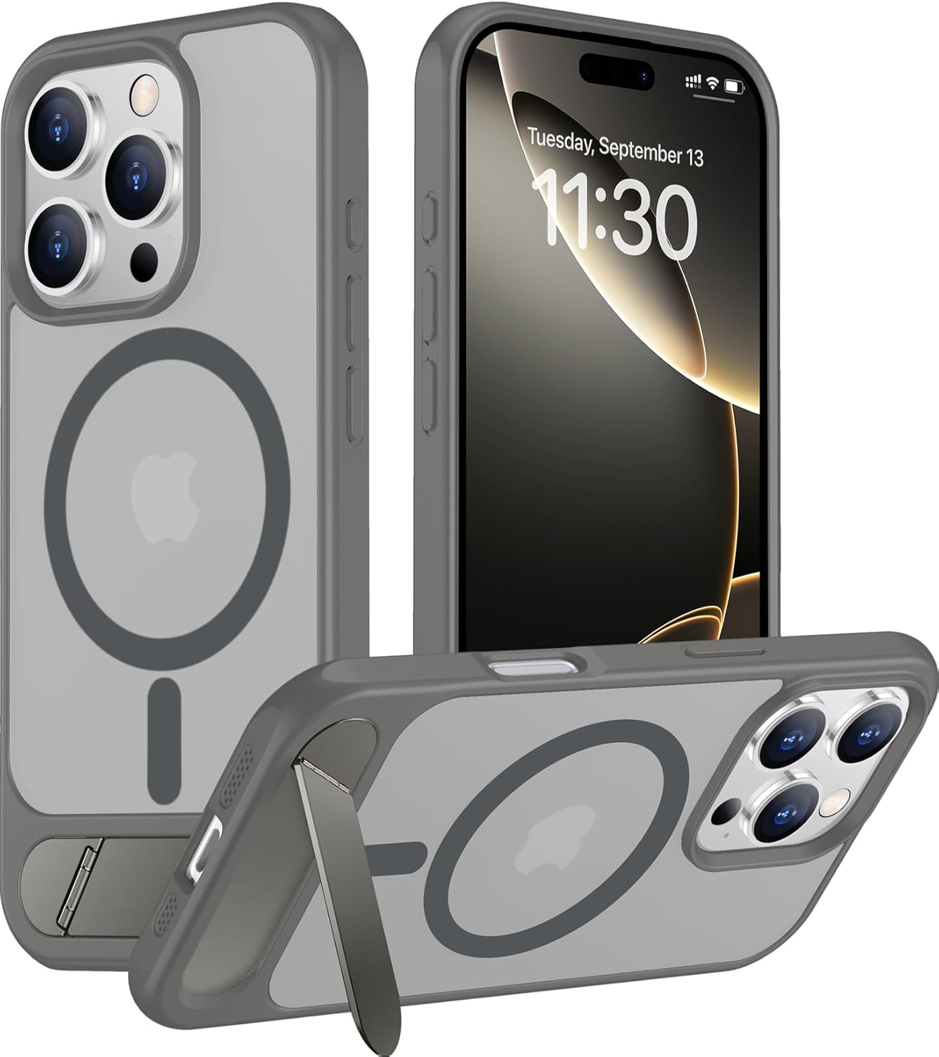 Magnetic Compatible with iPhone 14 Pro Max Case, [Built-in Invisible Kickstand][Compatible with MagSafe] [Military Grade Shockproof] Slim Translucent Matte Phone Case for iPhone 14 Pro Max 6.7"