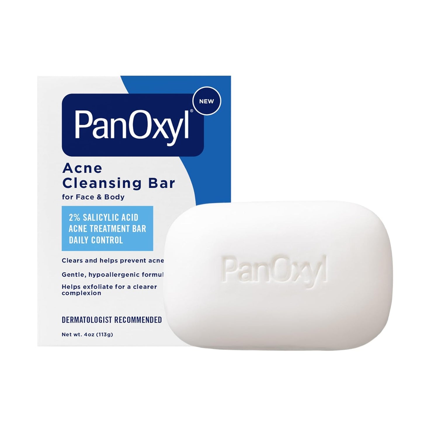 PanOxyl Acne Cleansing Bar, 2% Salicylic Acid, For Face & Body, 4 oz