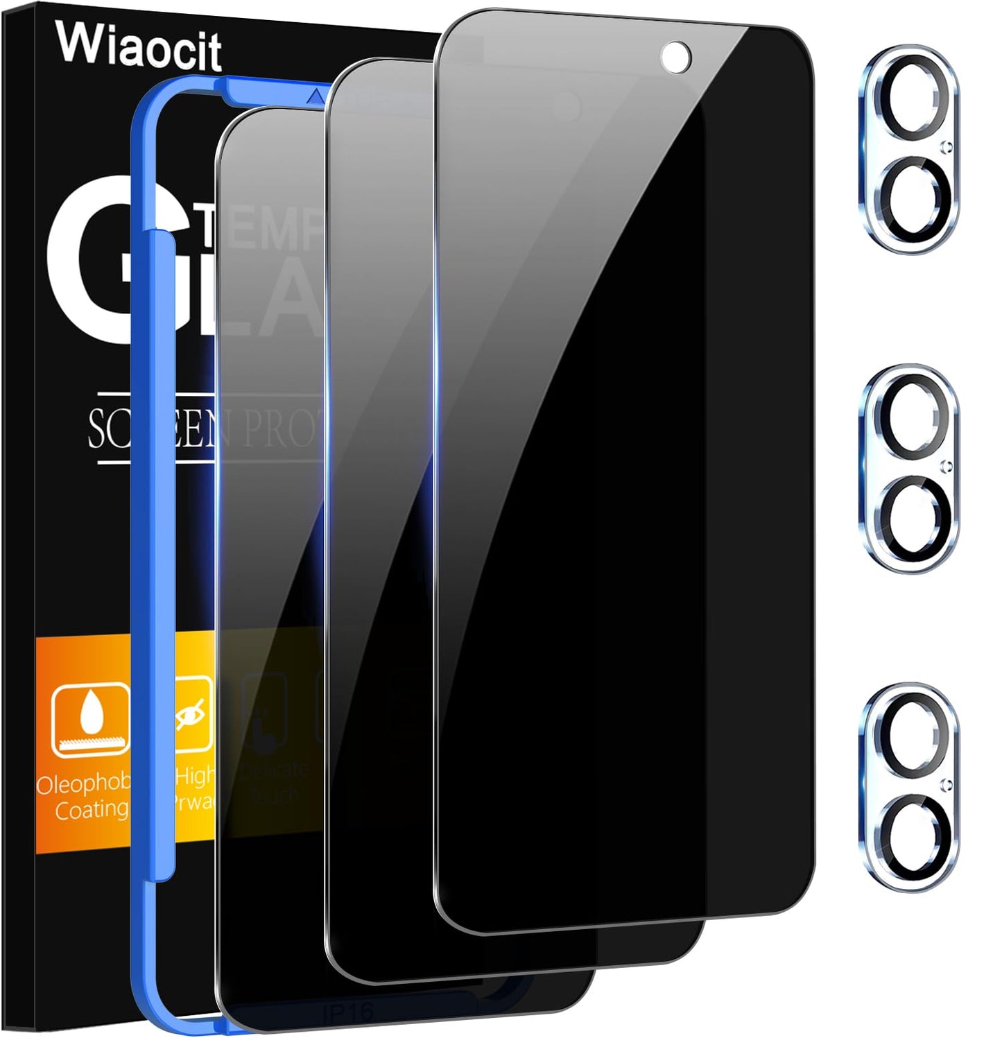 Wiaocit Tempered Glass Privacy Screen Protector for iPhone 15 Pro