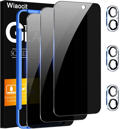 Wiaocit Tempered Glass Privacy Screen Protector for iPhone 15 Pro