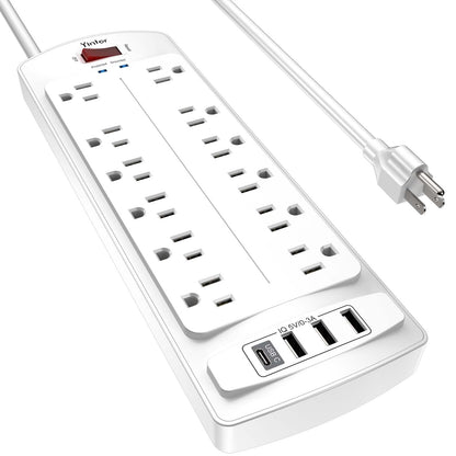 Yintar 6Ft Surge Protector Power Strip with 8 Outlets and 4 USB Ports