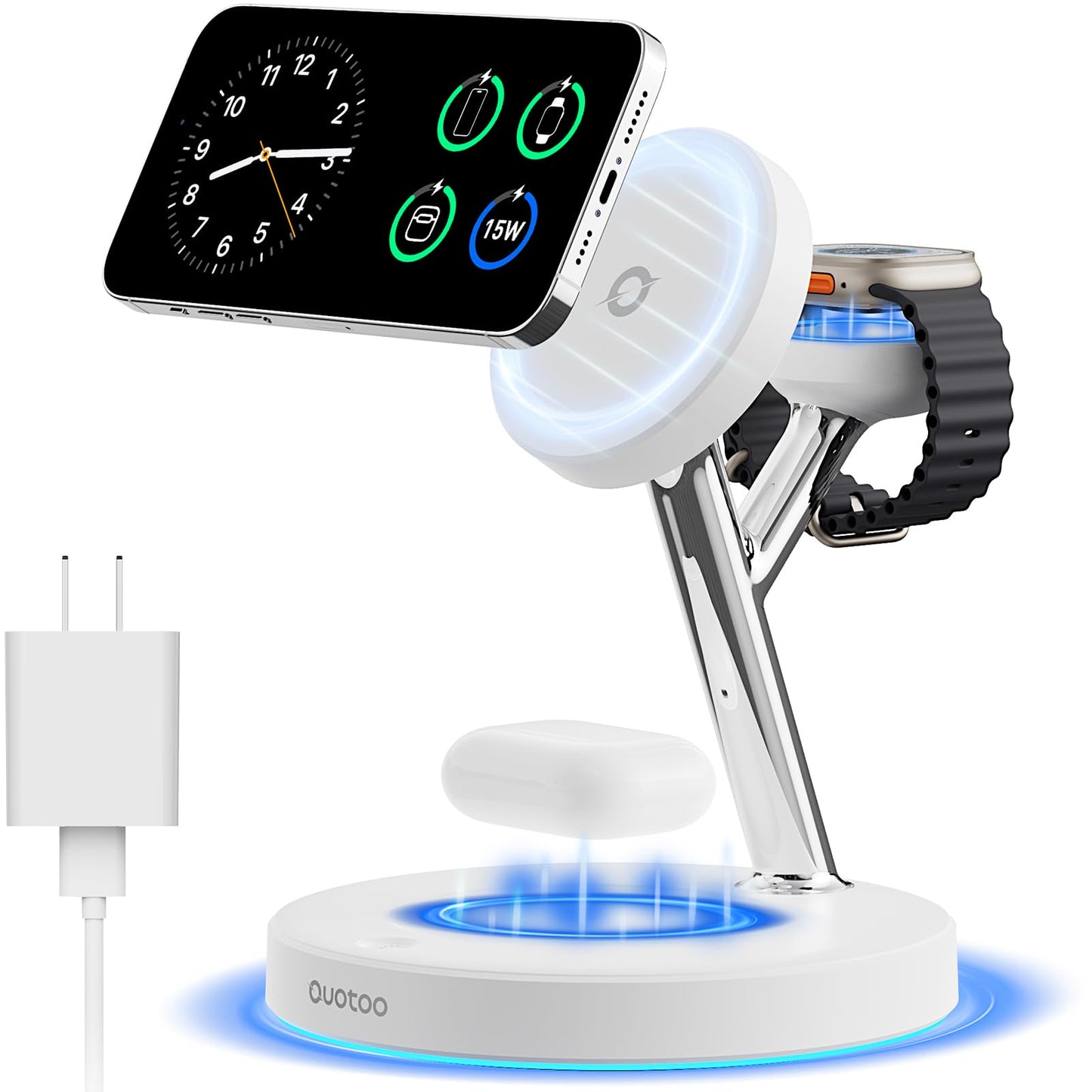 3 in 1 Mag-Safe Wireless Charger Stand for iPhone Apple Watch AirPods