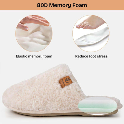 EverFoams Women's Fuzzy Slippers Warm Cozy Memory Foam Indoor House Shoes