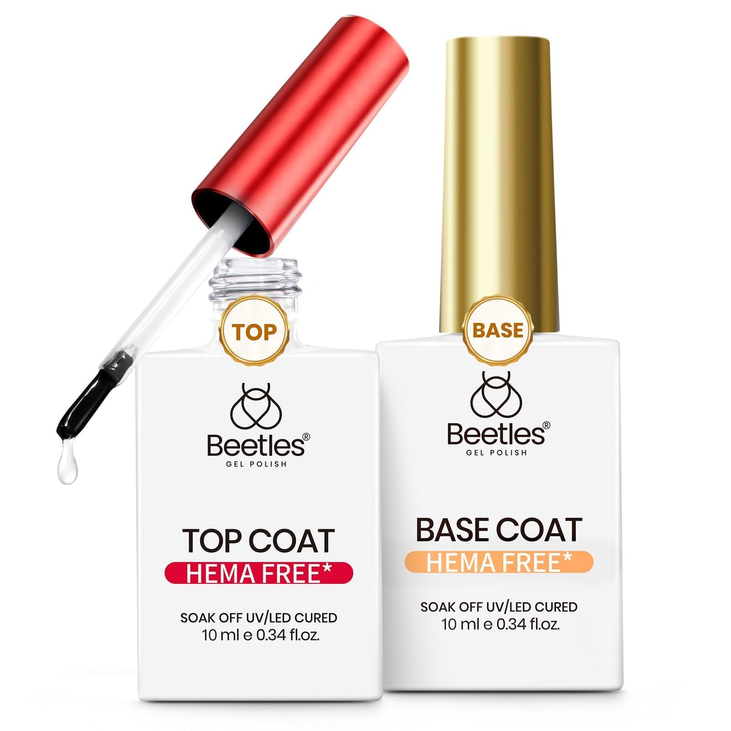 Beetles 2 Pcs 15ml No Wipe Gel Top Coat and Base Coat Set