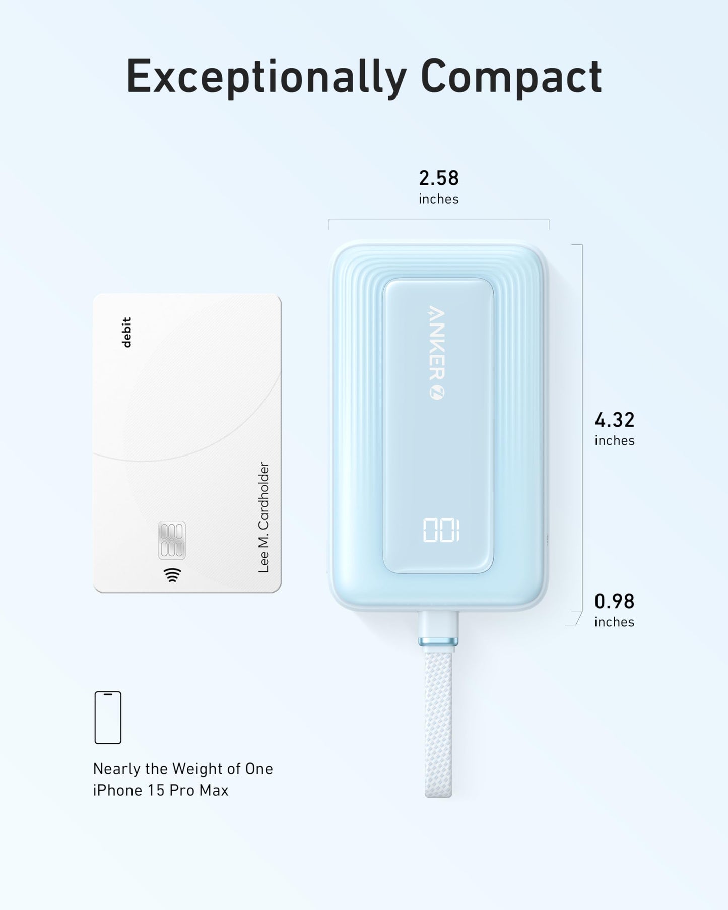 Anker Zolo Power Bank,20,000mAh 30W Portable Charger with Built-in USB-C