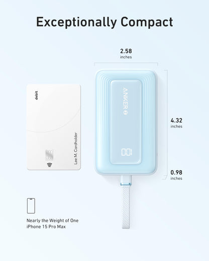 Anker Zolo Power Bank,20,000mAh 30W Portable Charger with Built-in USB-C