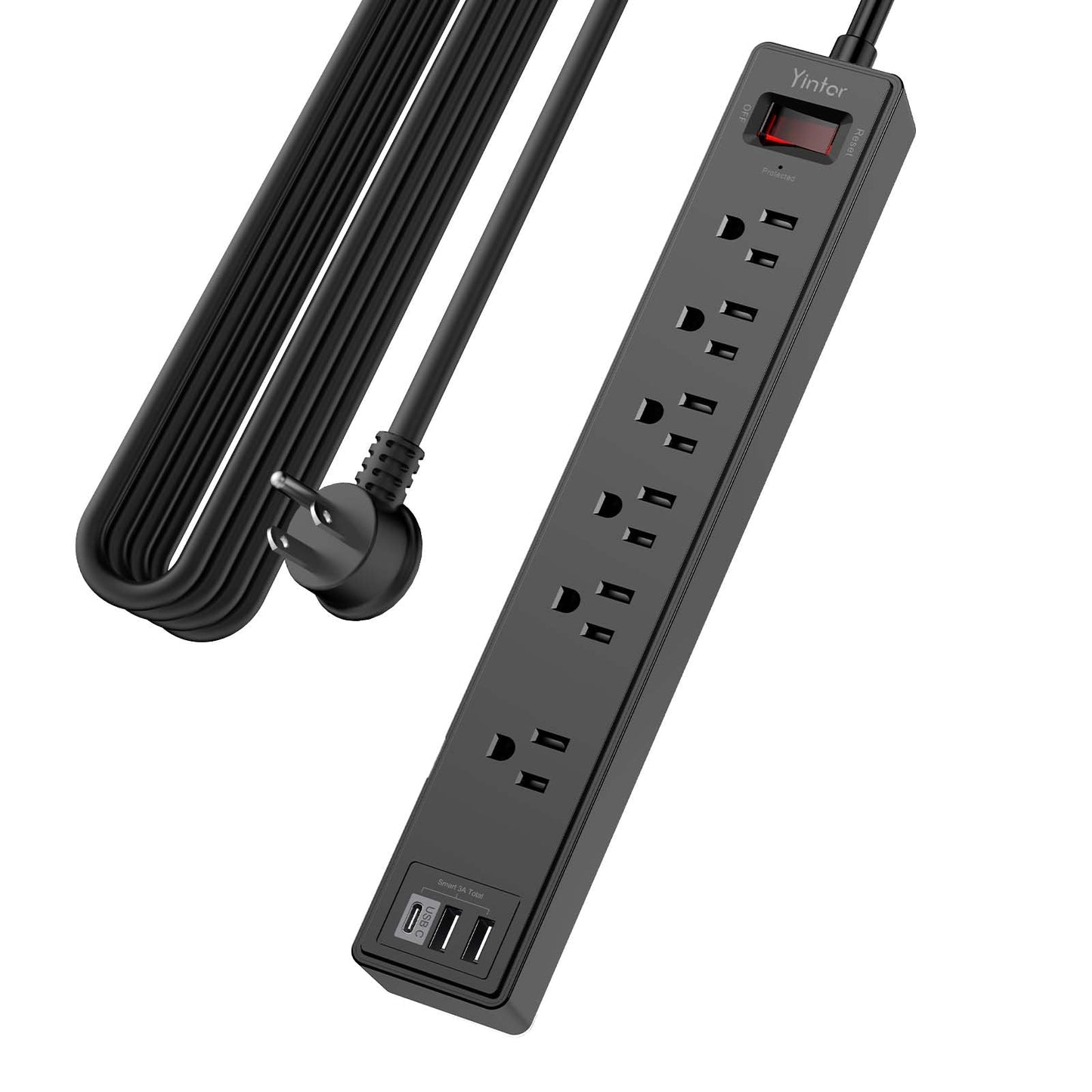 Yintar 6Ft Surge Protector Power Strip with 8 Outlets and 4 USB Ports