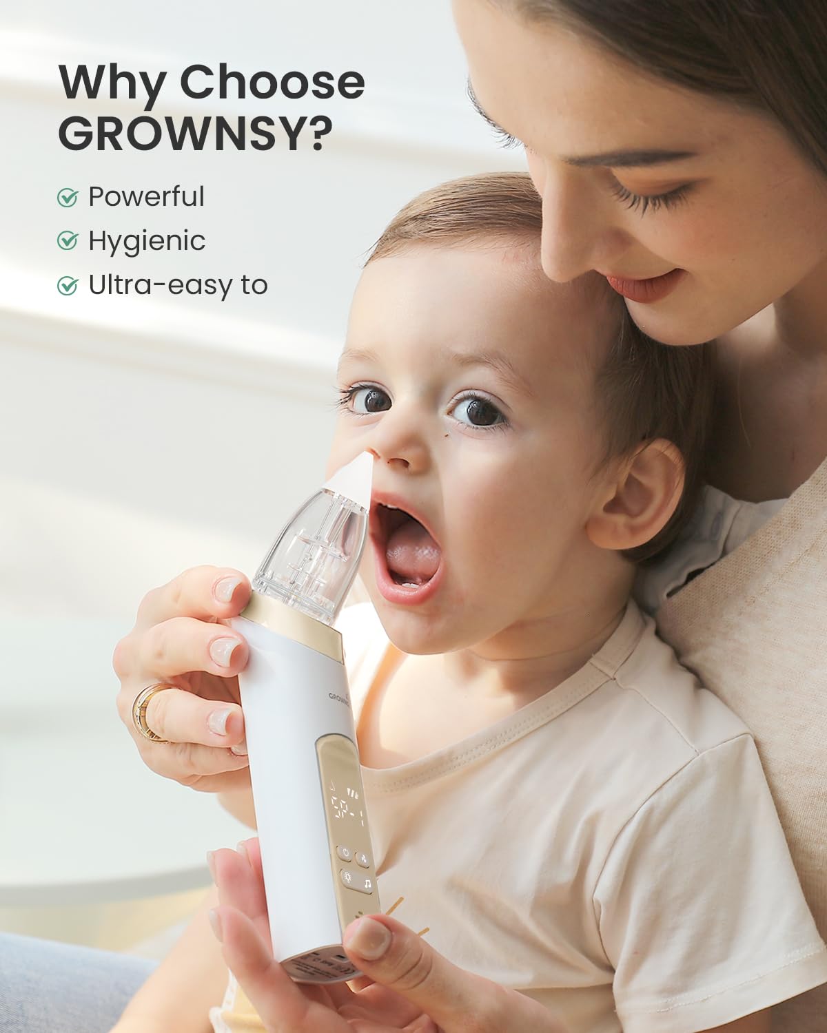 GROWNSY Nasal Aspirator for Baby, Electric Nose Sucker, Powerful Suction