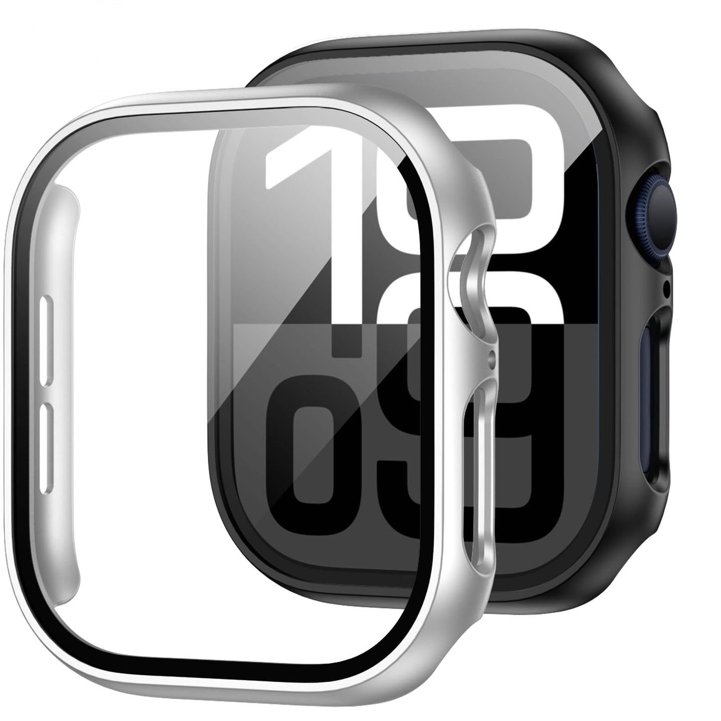 JZK Screen Protector Case for Apple Watch Series 11/10 42mm,Purple+Clear