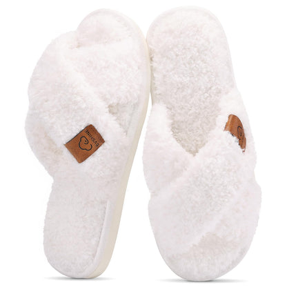Evshine Memory Foam Fuzzy House Slippers for Women