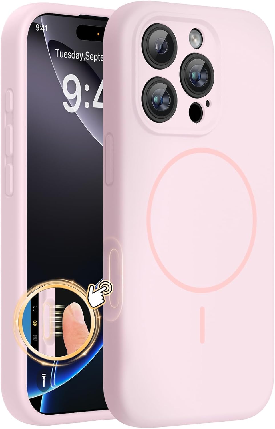 Miracase Magnetic for iPhone 16 Pro Case, Silicone, Black