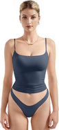 SUUKSESS Women Double Line Square Neck Tank Top Summer Y2K Going Out Basic Cami Shirt