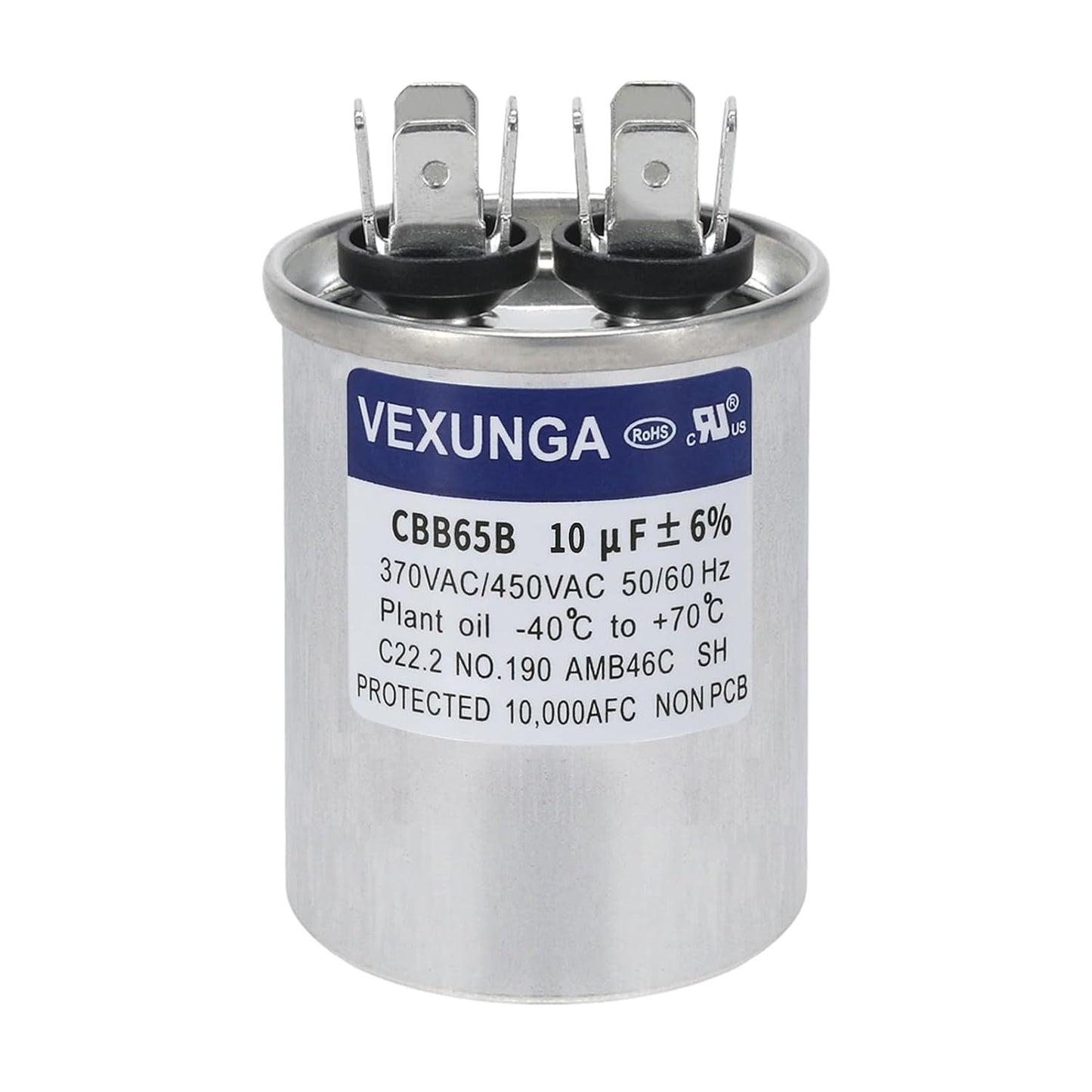VEXUNGA 5uF 370/440VAC 50/60Hz CBB65 CBB65A Oval Run Start Capacitor 5 MFD 370V/440V Air Conditioner Capacitors for AC Unit Fan Motor Start or Pool Pump or Air Condenser Straight Cool