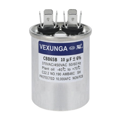 VEXUNGA 5uF 370/440VAC 50/60Hz CBB65 CBB65A Oval Run Start Capacitor 5 MFD 370V/440V Air Conditioner Capacitors for AC Unit Fan Motor Start or Pool Pump or Air Condenser Straight Cool