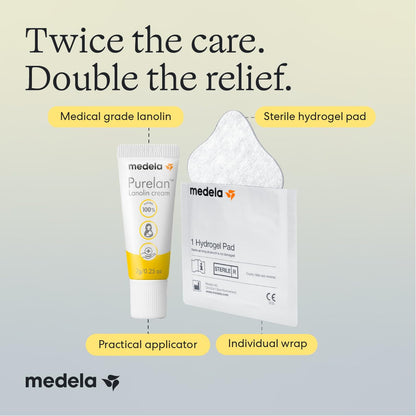 Medela Nipple Rescue Kit, Purelan Lanolin Nipple Cream 7g + 2 Hydrogel Pads