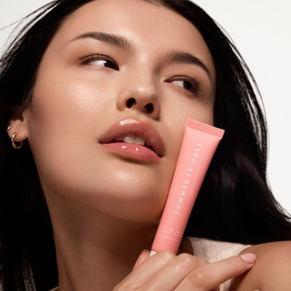 Summer Fridays Lip Butter Balm - Moisturizing Lip Gloss for Instant Shine + Sheer Color - With Nourishing Shea Butter - Everyday Makeup + Skin Care Summer Essentials - Vegan - Pink Sugar (.5 Oz)