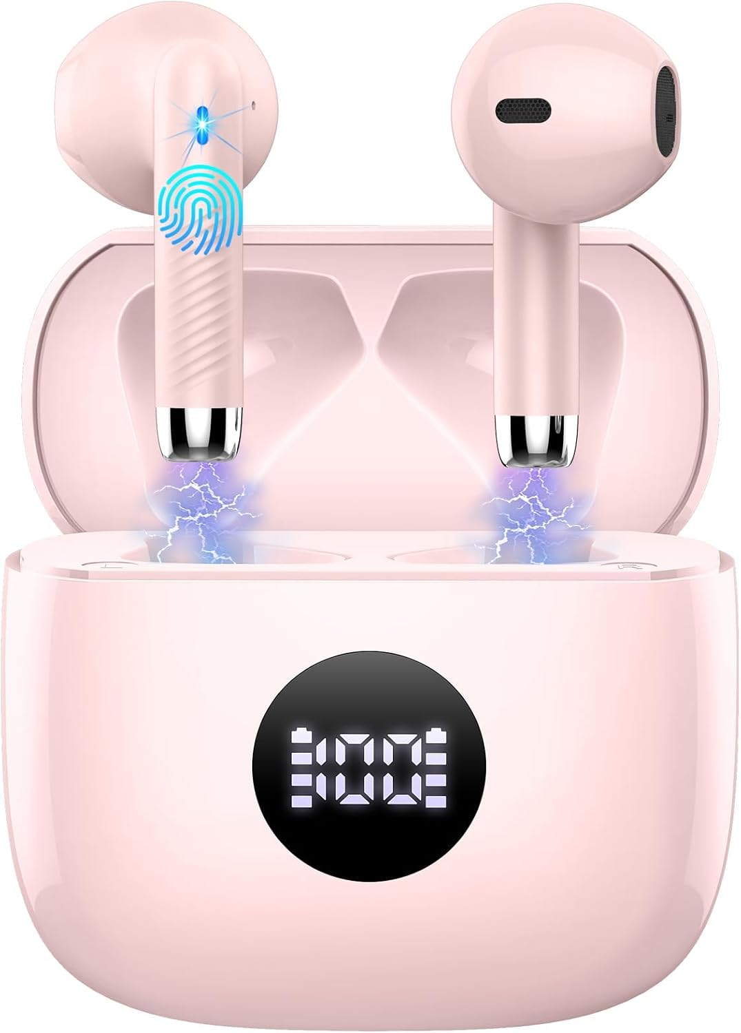 Wireless Earbuds, Bluetooth 5.4 Ear Buds, LED Power Display, 6D Bass Stereo
