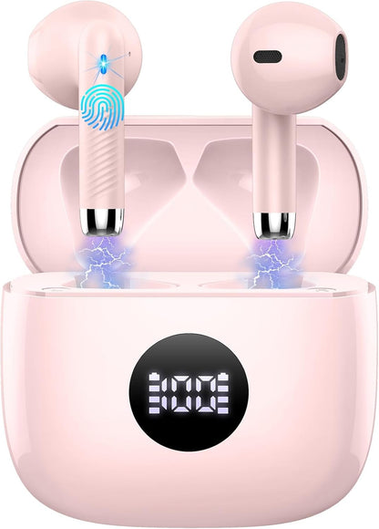 Wireless Earbuds, Bluetooth 5.4 Ear Buds, LED Power Display, 6D Bass Stereo
