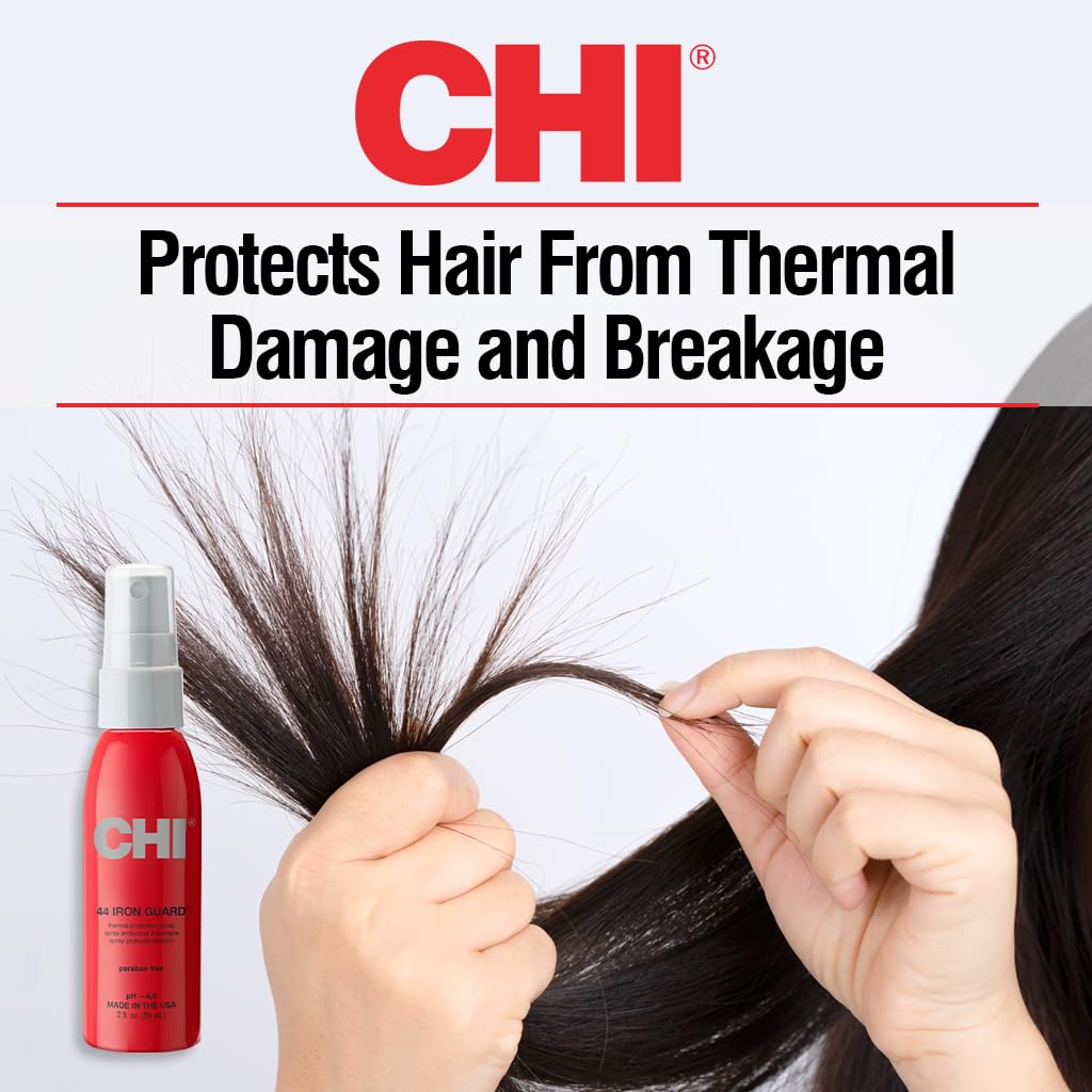 CHI 44 Iron Guard Thermal Protection Spray for Hair, Heat Damage Shield with Ceramic Minerals, Lightweight Styling Spray, Frizz Control & Shine Enhancer, 8 Fl Oz