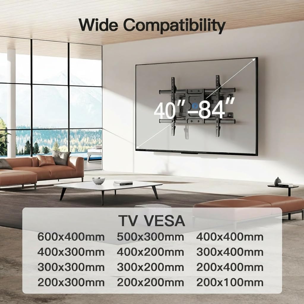 Pipishell Full Motion TV Wall Mount for Echo Show 21/15 and 13-43 Inch Flat Curved Screen TVs & Monitors, Max VESA 200x200mm up to 44lbs, TV Mount Wall Bracket with Rotation Swivel Tilt Extension